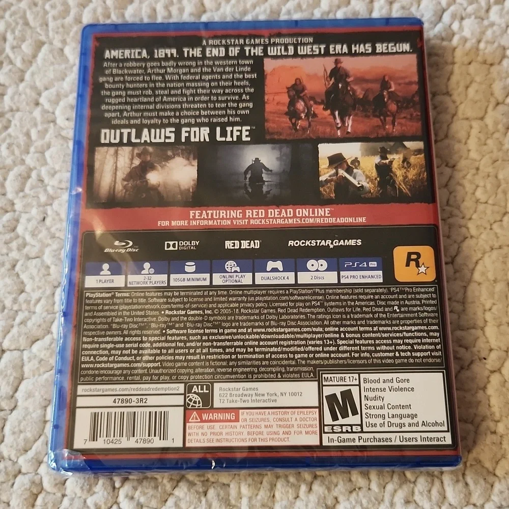 Playstation Rockstar Games 4 Red Dead Redemtion 2 Game Western Outlaw Cowboy